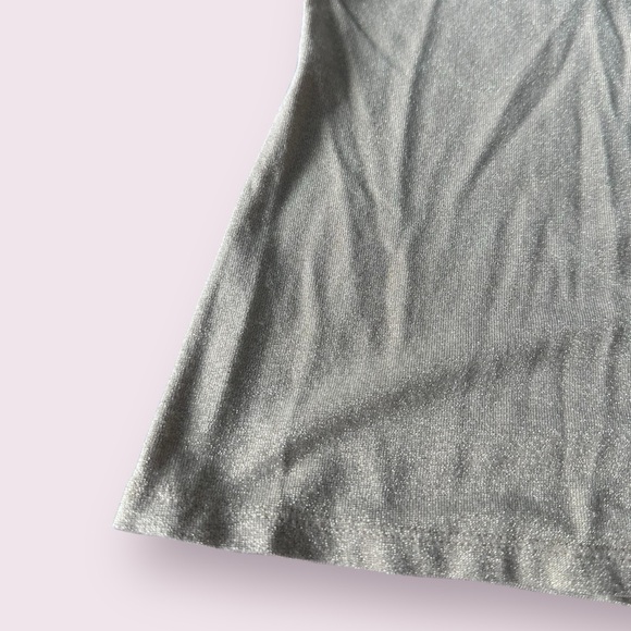 Women’s Boston Proper Gold Metallic Shimmery Crew Neck Tank Top - Picture 2 of 10